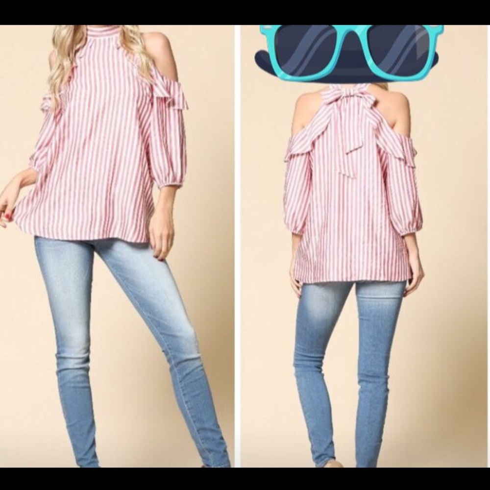 Blouse red and white stripes